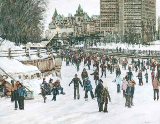 Patineurs, Rideau Canal, Ottawa, 24inx30in oil on canvas...STOLEN